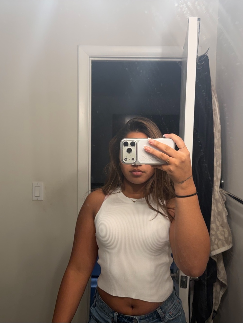 Sincerely Jules White Ribbed Halter Crop Tank